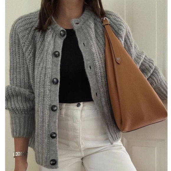 Solid Soft Knit Button Loose Cardigan - Picture 2 of 3